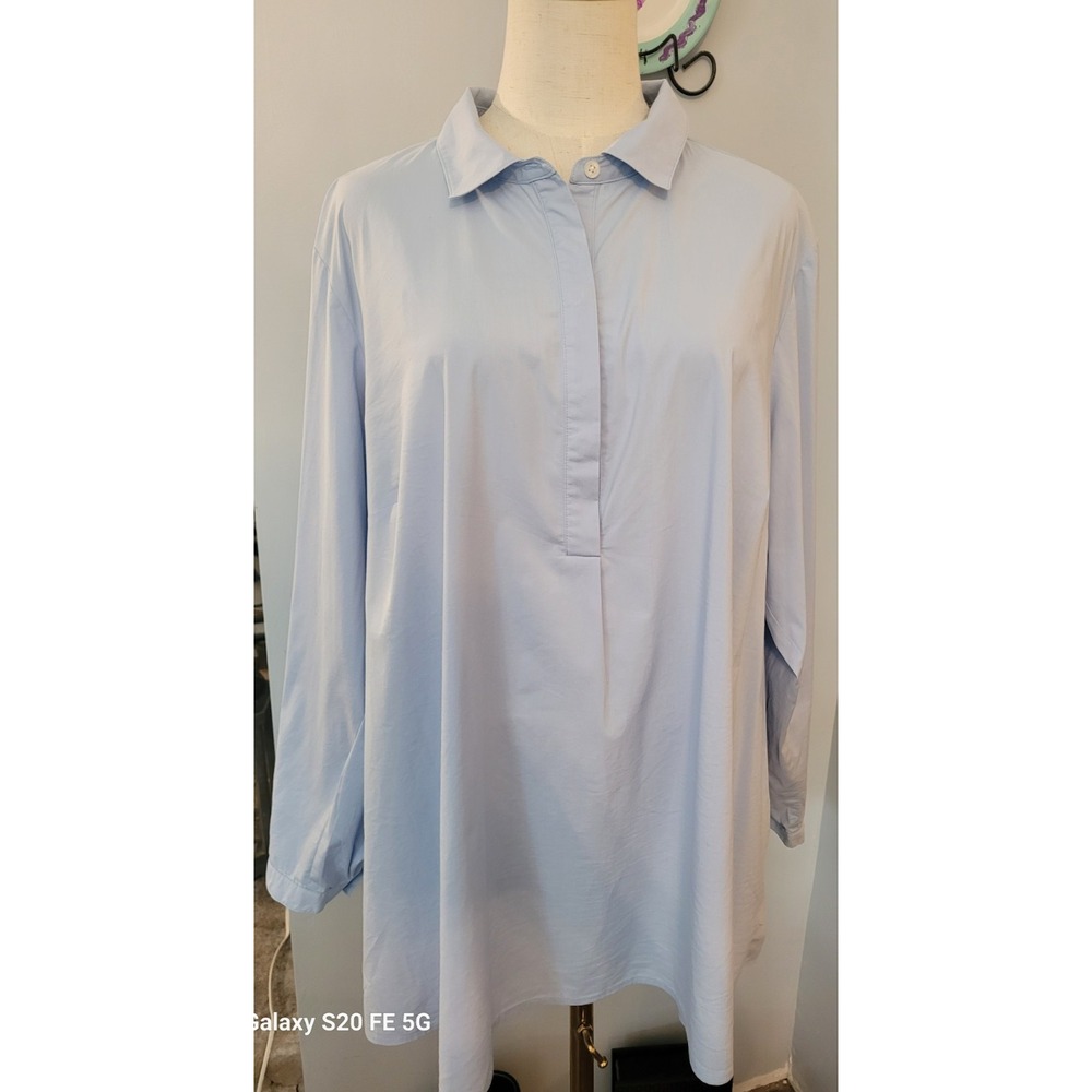 J.Jill Womens NWOT Timeless Blue Pleated Back Pullover Top Blouse Shirt SZ 2X